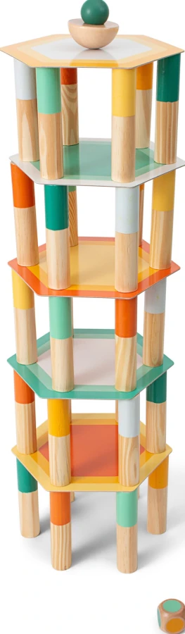 Mega Wieża Balansowa z kostką, gra zręcznościowa / BS Toys