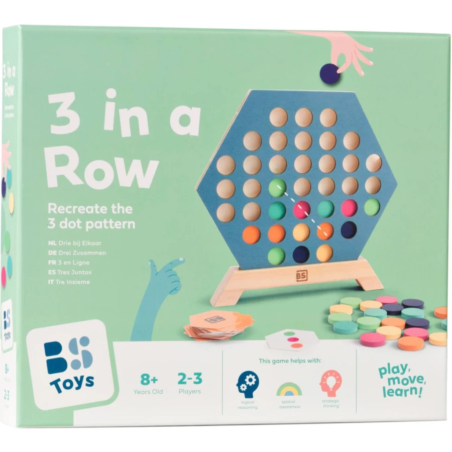 Drewniana gra logiczna 3 w rzędzie / BS Toys