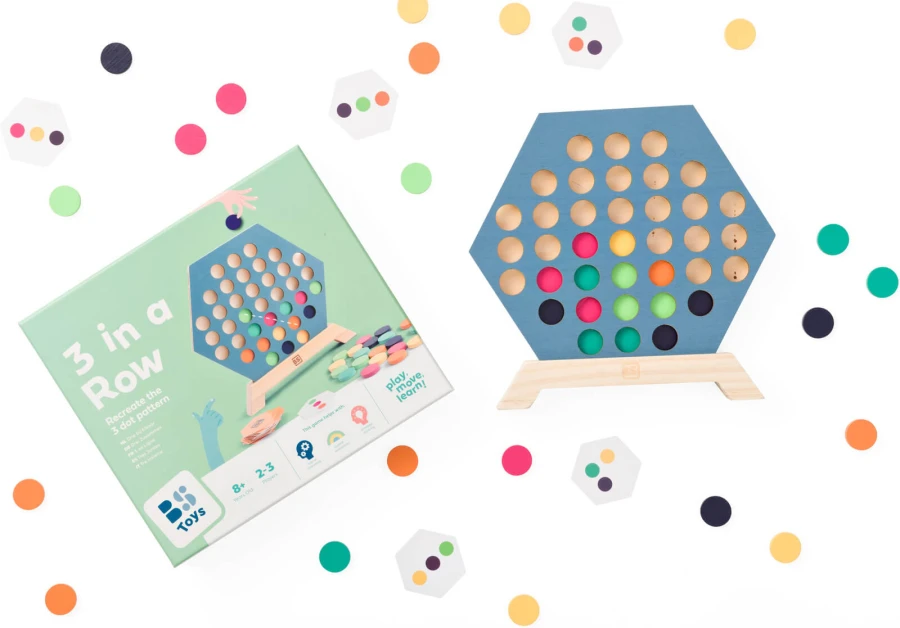Drewniana gra logiczna 3 w rzędzie / BS Toys