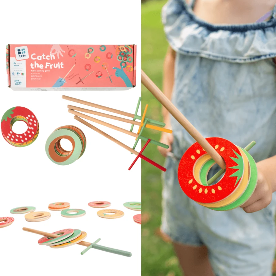 Drewniana gra zręcznościowa Łap owoce / BS Toys