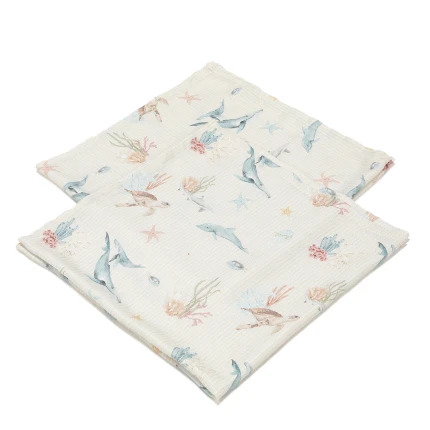 2-pak pieluszek 100% Bamboo - SEAWORLD by Magdalena Lamparska / La Millou