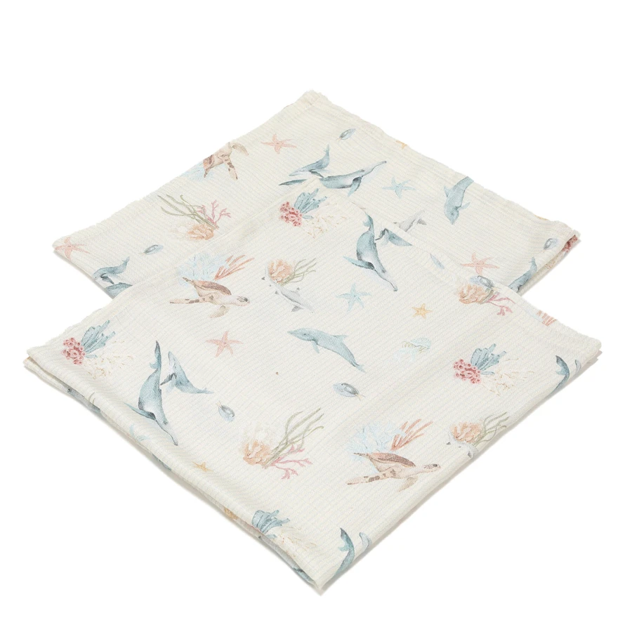 2-pak pieluszek 100% Bamboo - SEAWORLD by Magdalena Lamparska / La Millou