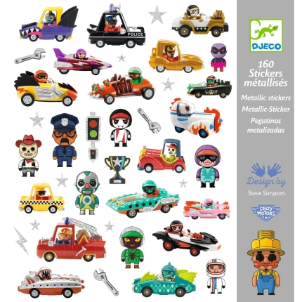 Zestaw naklejek - ŚWIAT CRAZY MOTORS / Djeco