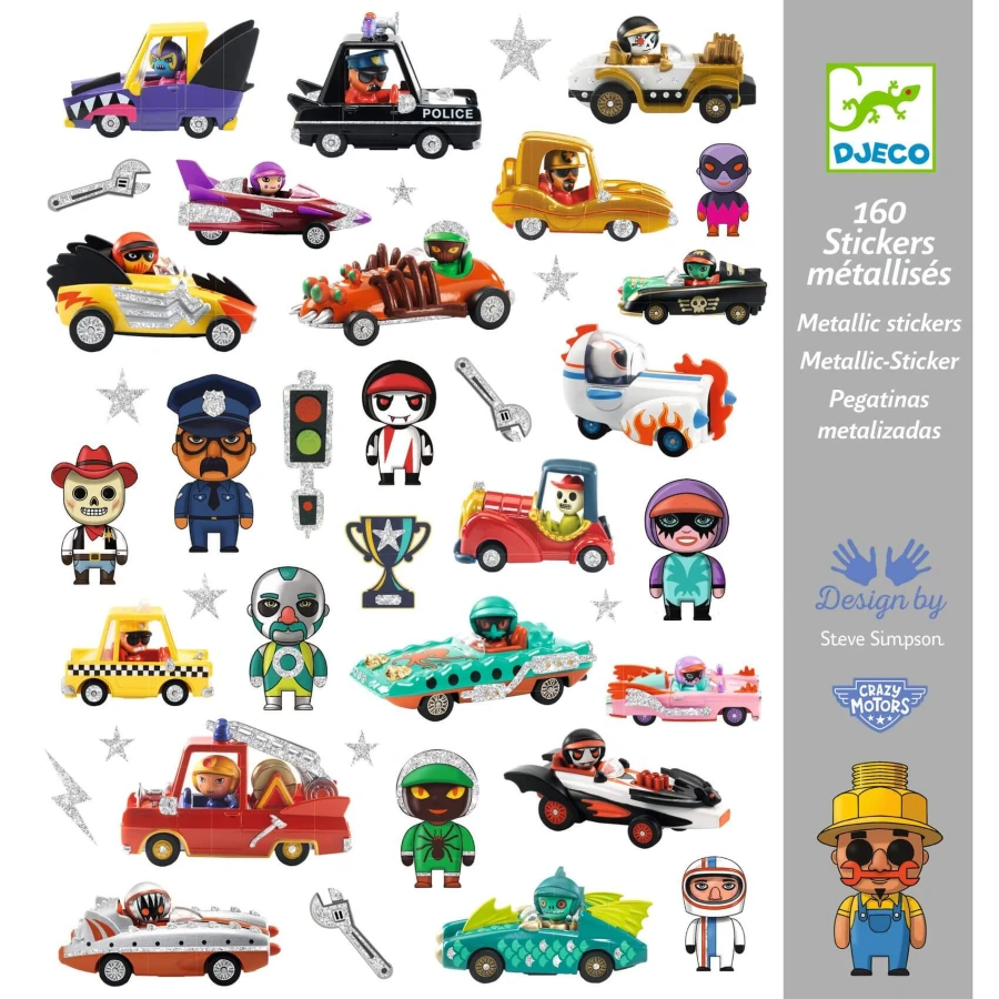 Zestaw naklejek - ŚWIAT CRAZY MOTORS / Djeco