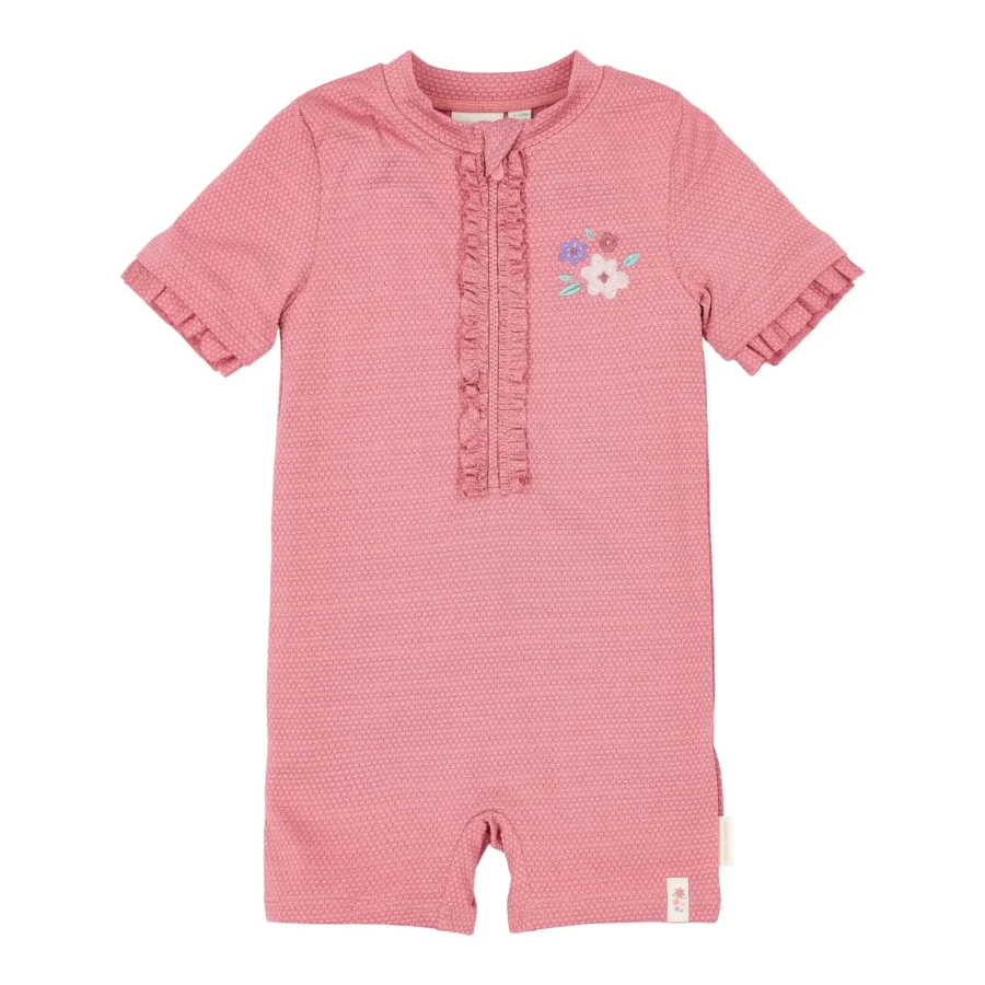 Swimsuit z krótkim rękawem Dreamy Pink Sparkle / Little Dutch