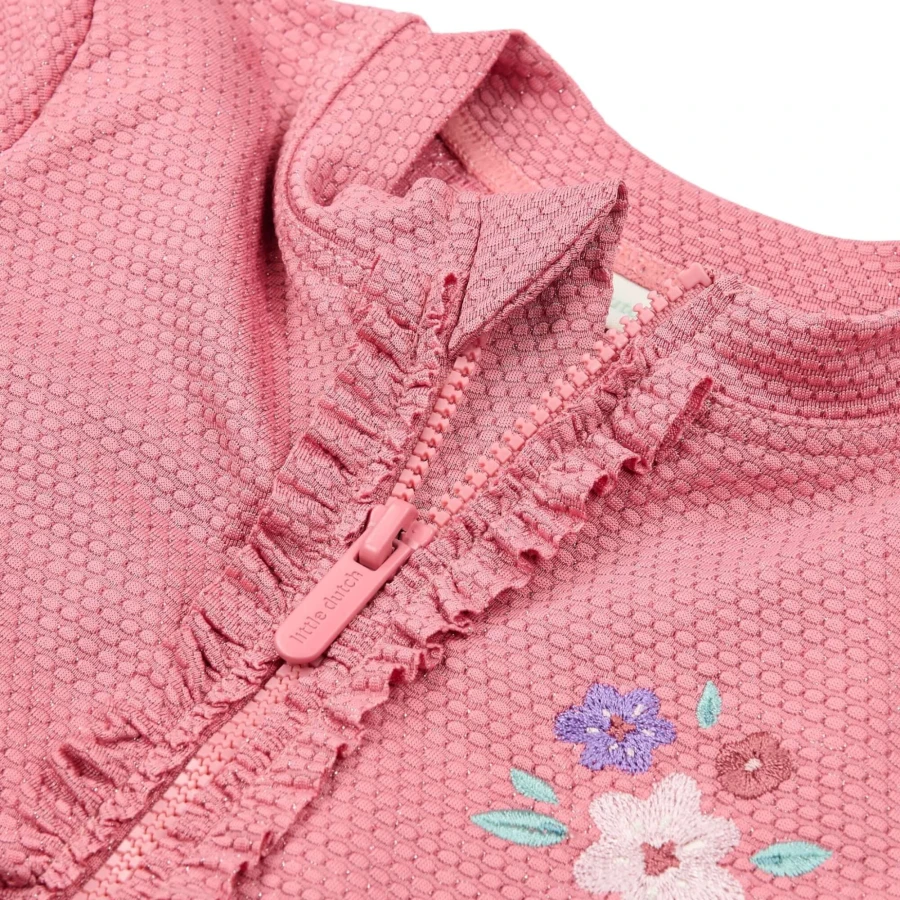 Swimsuit z krótkim rękawem Dreamy Pink Sparkle / Little Dutch