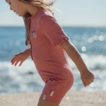 Swimsuit z krótkim rękawem Dreamy Pink Sparkle / Little Dutch
