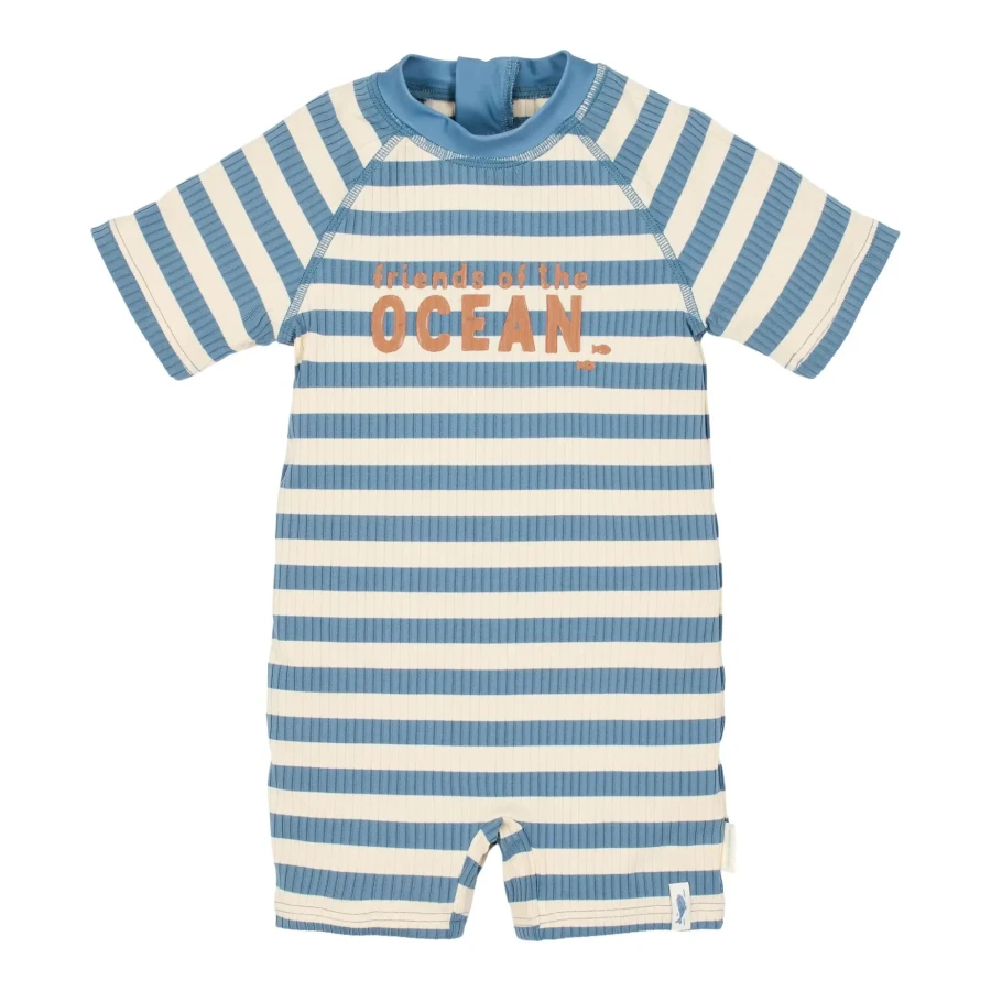 Swimsuit z krótkim rękawem Ocean Blue Stripes / Little Dutch