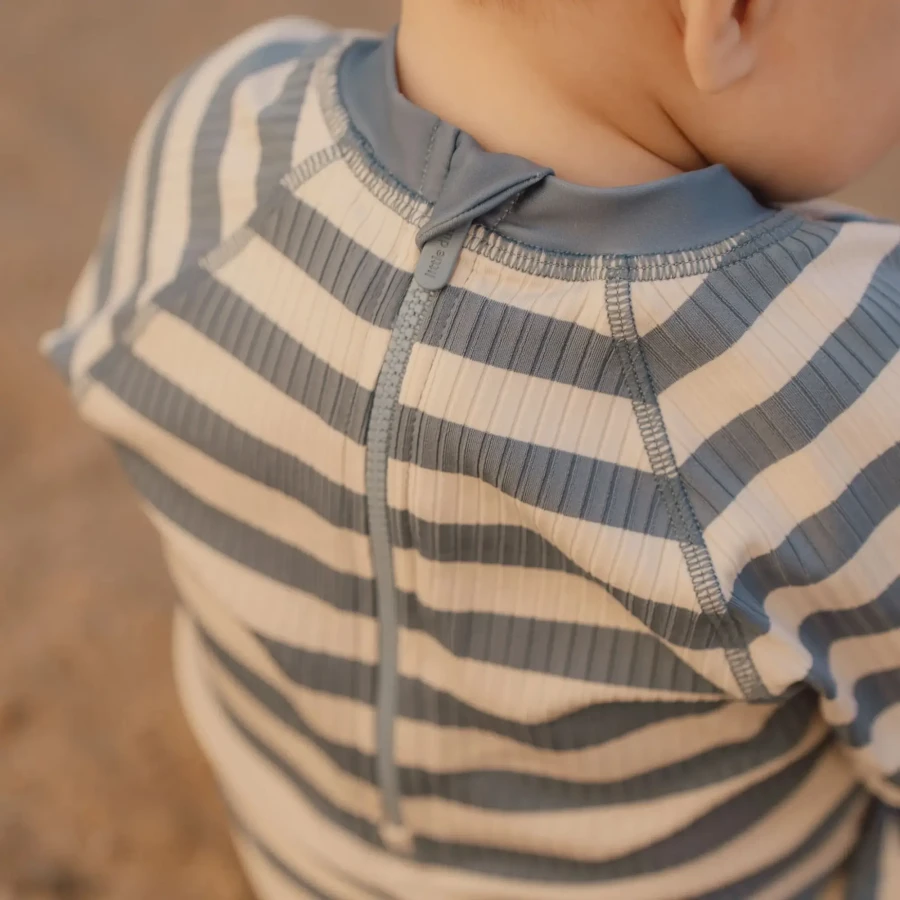 Swimsuit z krótkim rękawem Ocean Blue Stripes / Little Dutch