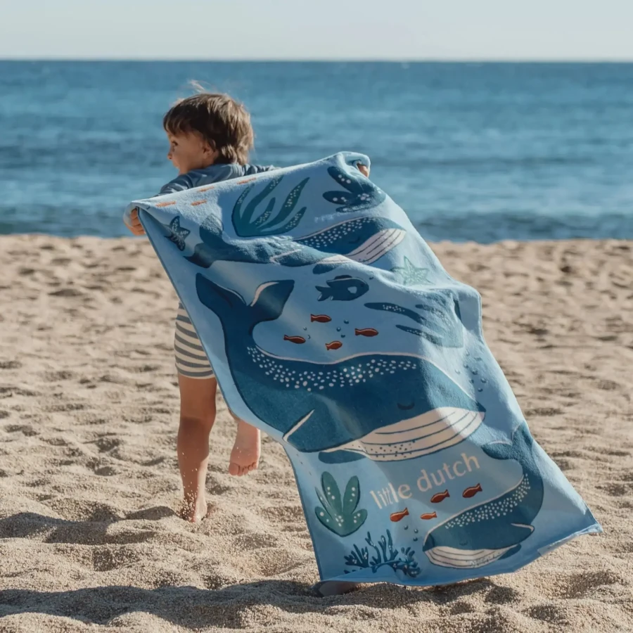Ręcznik plażowy Ocean World Blue 60x120 cm / Little Dutch