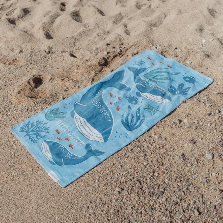 Ręcznik plażowy Ocean World Blue 60x120 cm / Little Dutch