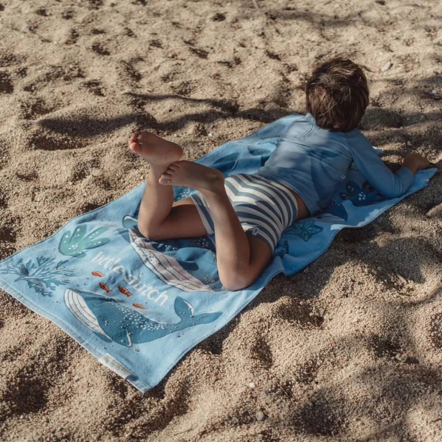 Ręcznik plażowy Ocean World Blue 60x120 cm / Little Dutch