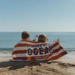 Ręcznik plażowy World Brown Stripe 60x120 cm / Little Dutch