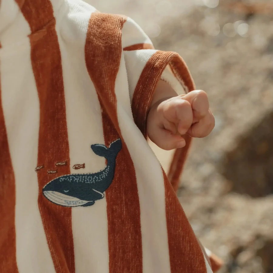 Poncho kąpielowe Ocean World Brown Stripe / Little Dutch