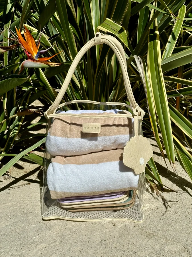 Torba plażowa transparentna - Beżowa / Play&Store