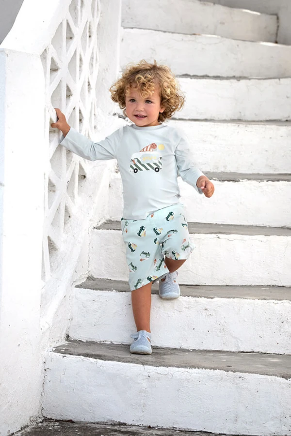 Koszulka do pływania z długim rękawem przeciwsłoneczna UV60 Splash & Fun Ice Cream Truck - illusion blue / Lassig