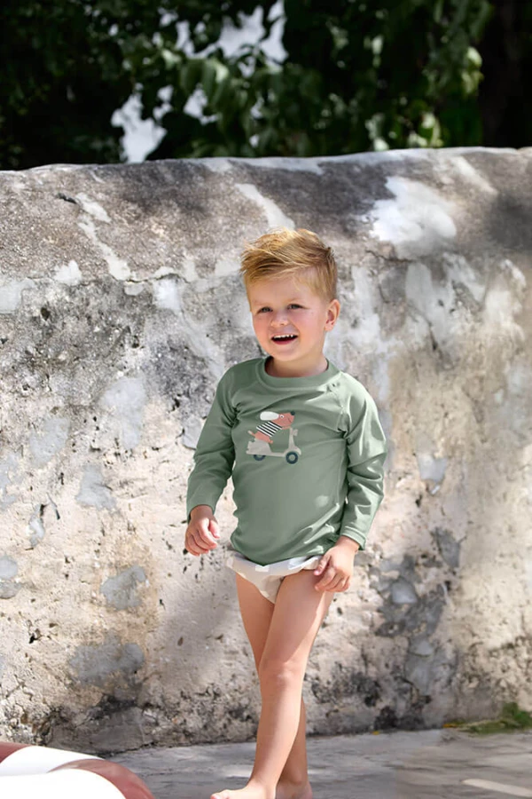 Koszulka do pływania z długim rękawem przeciwsłoneczna UV60 Splash & Fun Scooter Dog - green / Lassig