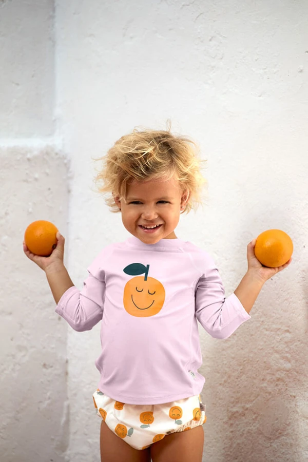 Koszulka do pływania z długim rękawem przeciwsłoneczna UV60 Splash & Fun Orange - pale pink / Lassig