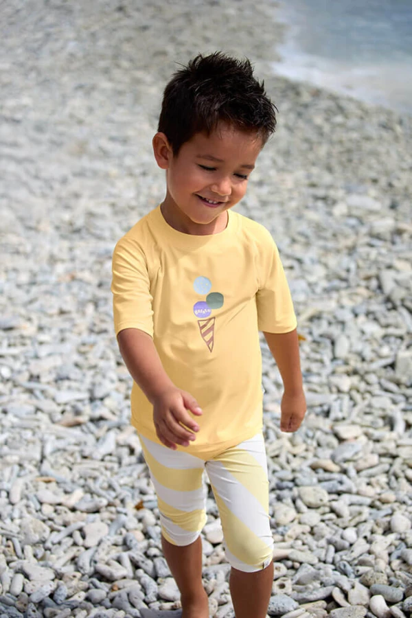 Koszulka do pływania z krótkim rękawem przeciwsłoneczna UV60 Splash & Fun Ice Cream - Pale yellow / Lassig