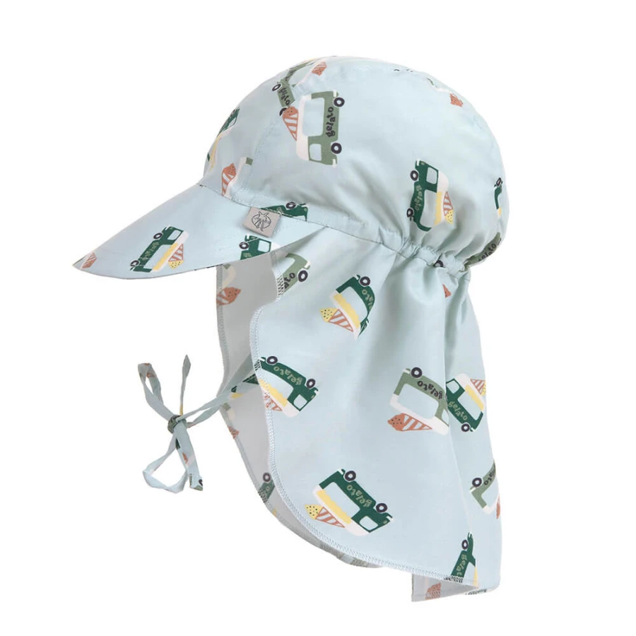 Kapelusz z filtrem UV80 z ochroną karku Splash & Fun Ice Cream Truck - illusion blue / Lassig