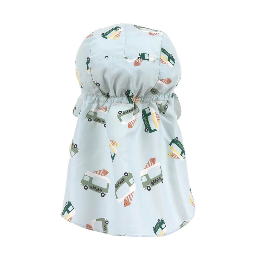 Kapelusz z filtrem UV80 z ochroną karku Splash & Fun Ice Cream Truck - illusion blue / Lassig