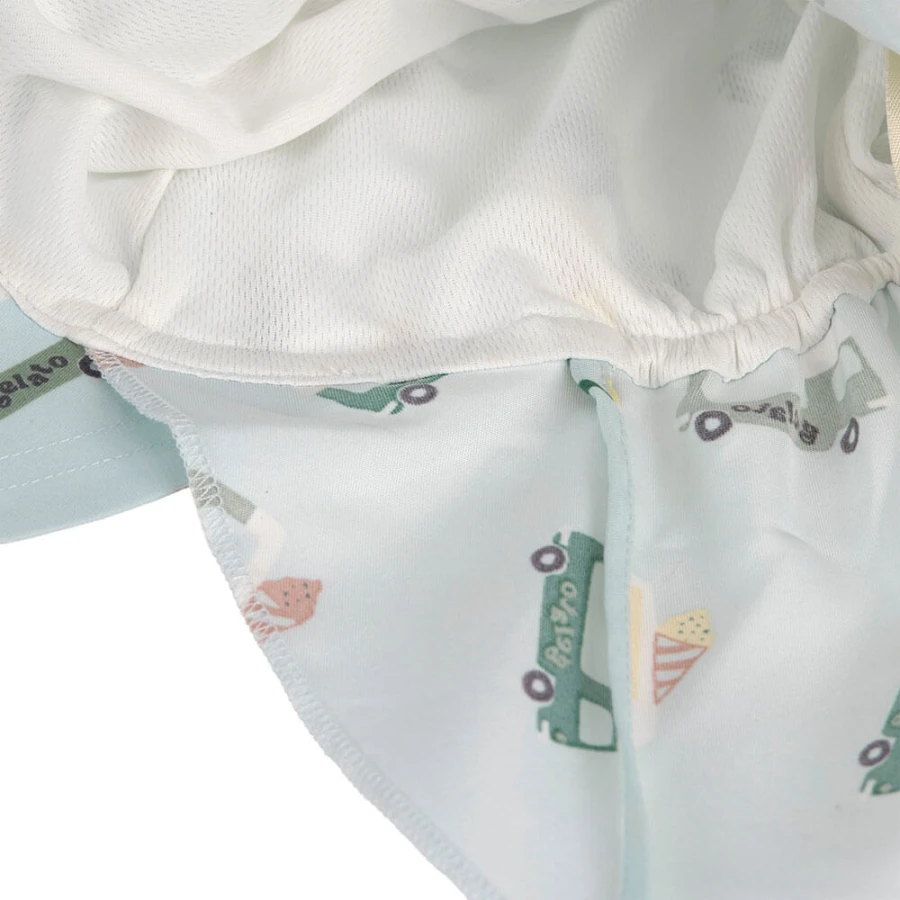 Kapelusz z filtrem UV80 z ochroną karku Splash & Fun Ice Cream Truck - illusion blue / Lassig