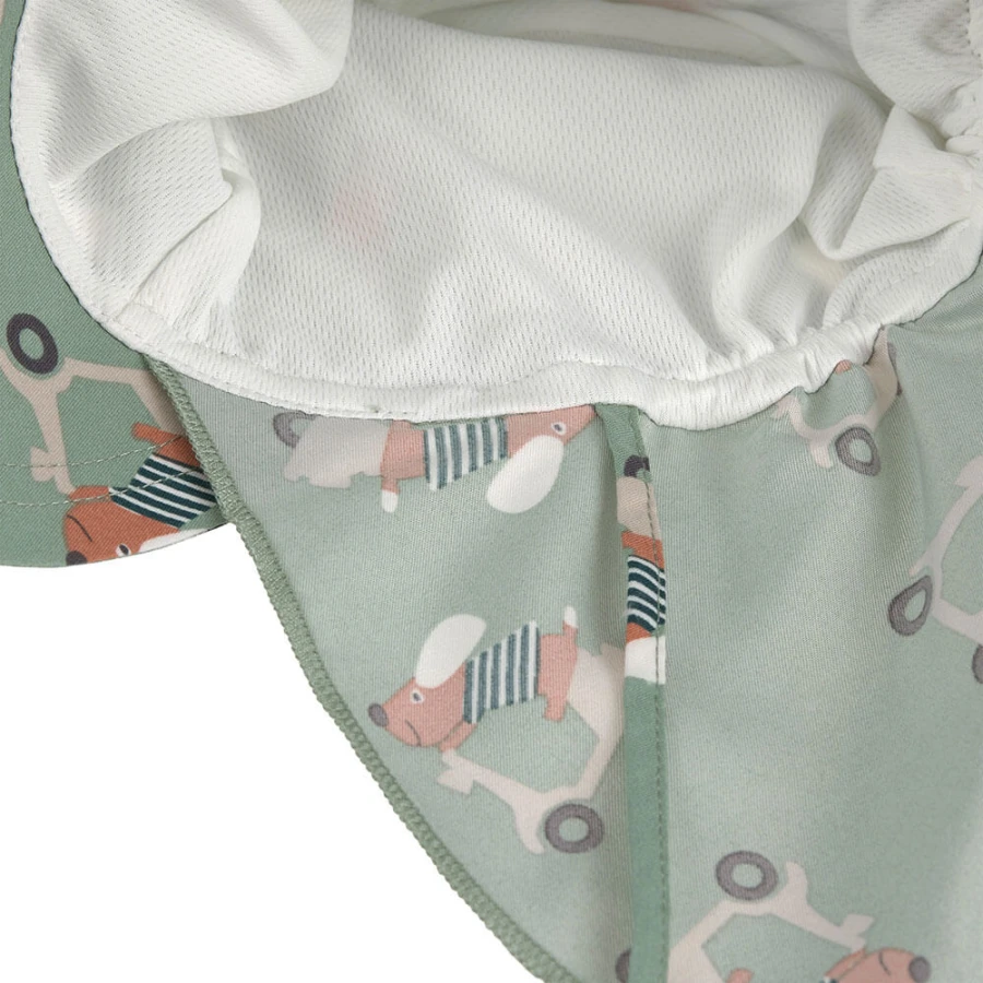 Kapelusz z filtrem UV80 z ochroną karku Splash & Fun Scooter Dog - green / Lassig