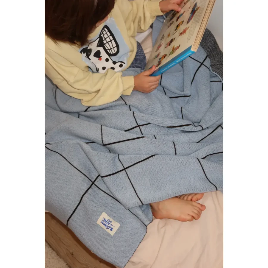 Koc merino 100 x 140 cm - baby blue kid / The Story Makers