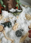 Zestaw sensoryczny Świat dinozaurów, tacka + figurki + śnieg sensoryczny / Jellystone
