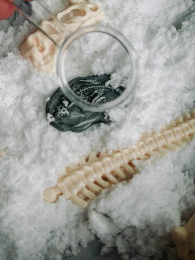 Zestaw sensoryczny Świat dinozaurów, tacka + figurki + śnieg sensoryczny / Jellystone