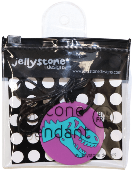 Gryzak terapeutyczny, antystresowy naszyjnik - Dinozaur fioletowy / Jellystone