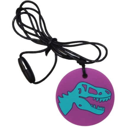 Gryzak terapeutyczny, antystresowy naszyjnik - Dinozaur fioletowy / Jellystone