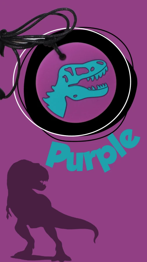 Gryzak terapeutyczny, antystresowy naszyjnik - Dinozaur fioletowy / Jellystone