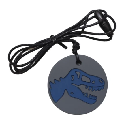 Gryzak terapeutyczny, antystresowy naszyjnik - Dinozaur szary / Jellystone