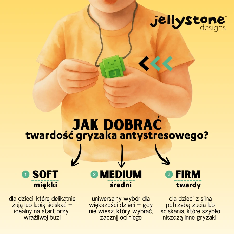 Gryzak terapeutyczny, antystresowy naszyjnik Robot - Grassy Green / Jellystone