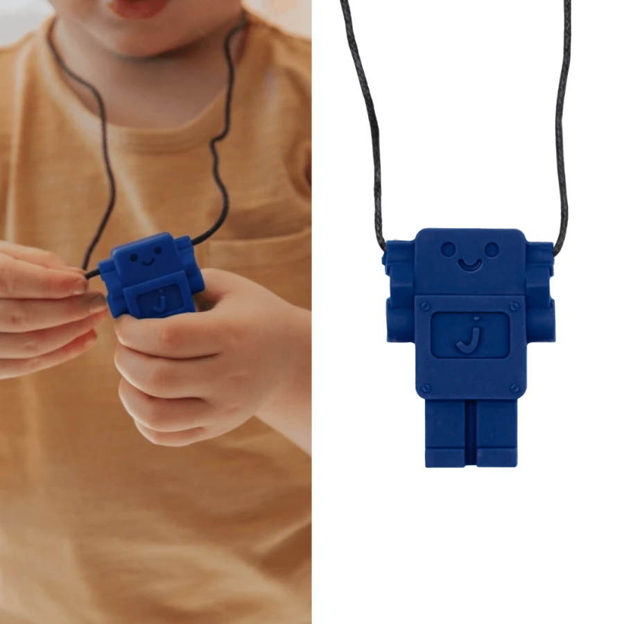Gryzak terapeutyczny, antystresowy naszyjnik Robot - School Blue / Jellystone