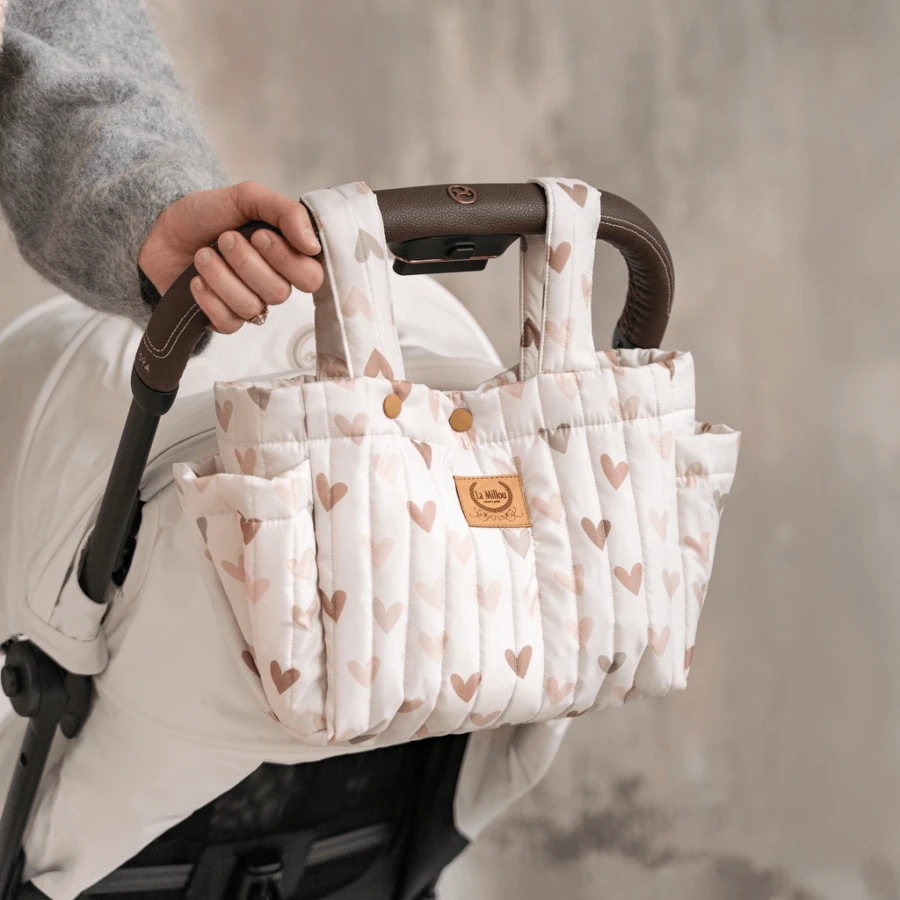 Organizer do wózka ortalion pikowany HEARTBEAT BEIGE / La Millou