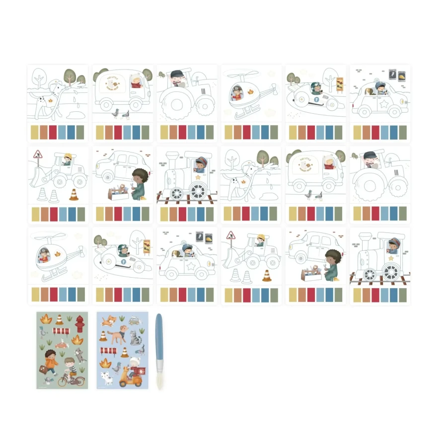 Zestaw kolorowanek wodnych Jim & Friends / Little Dutch