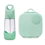 Zestaw Mini Lunchbox + Butelka tritanowa ze słomką 450 ml - Spearmint / B.box
