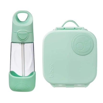Zestaw Mini Lunchbox + Butelka tritanowa ze słomką 450 ml - Spearmint / B.box