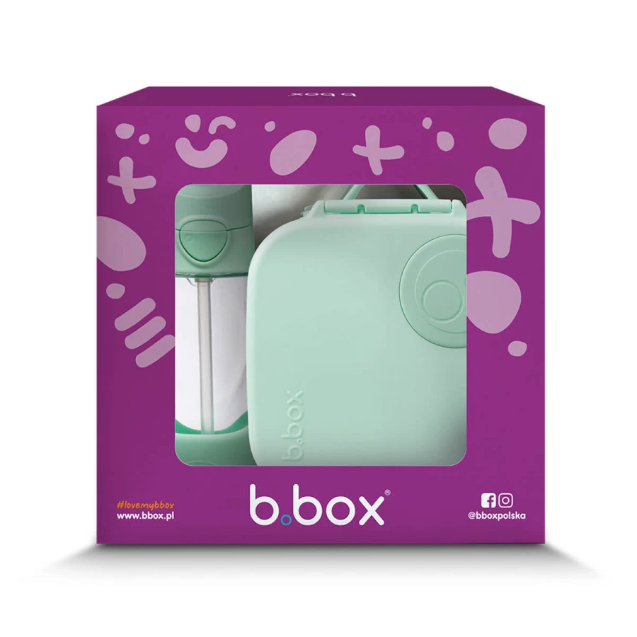Zestaw Mini Lunchbox + Butelka tritanowa ze słomką 450 ml - Spearmint / B.box