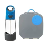 Zestaw Mini Lunchbox + Butelka tritanowa ze słomką 450 ml - Blue Slate / B.box