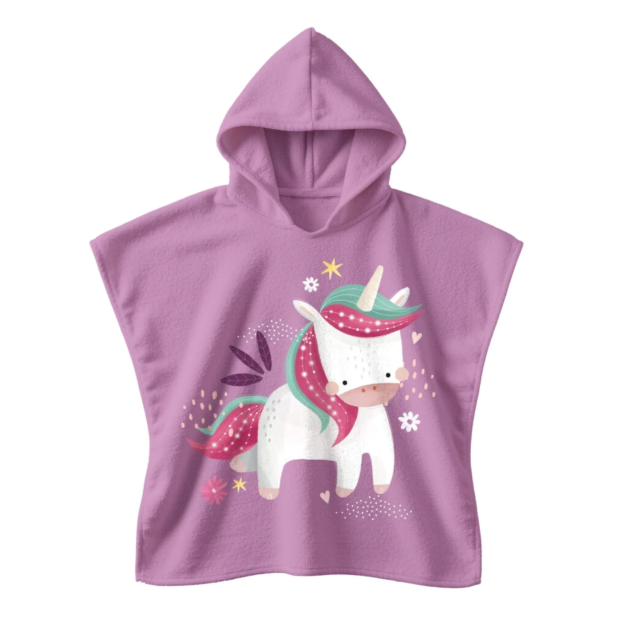 Ponczo kąpielowe z kapturem - Jednorożec / SASSI