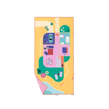 Dwustronny ręcznik plażowy PlayTowels - Doll house / QUUT