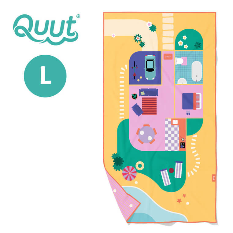 Dwustronny ręcznik plażowy PlayTowels - Doll house / QUUT