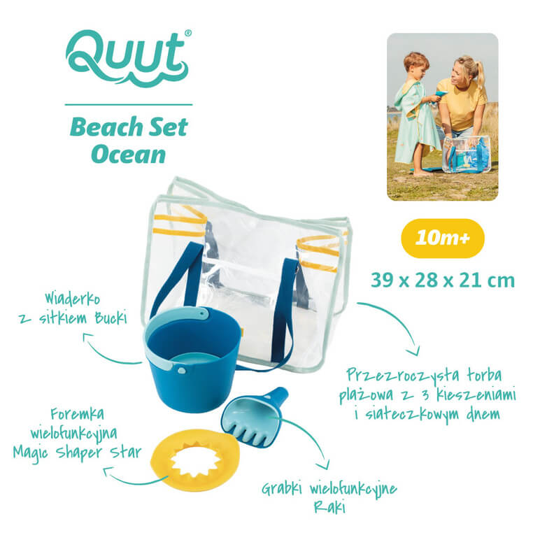 Zestaw zabawek plażowych w torbie z siateczkowym dnem - Ocean / QUUT