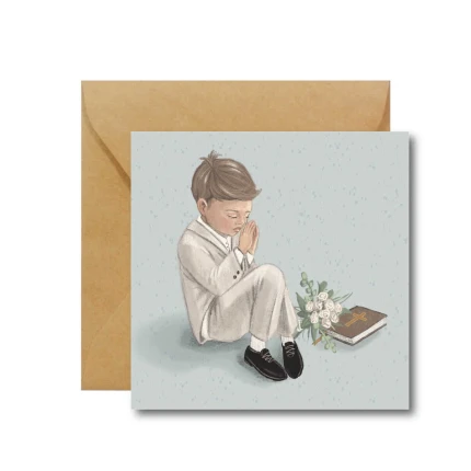 Kartka na Komunię dla chłopca / Hi Little