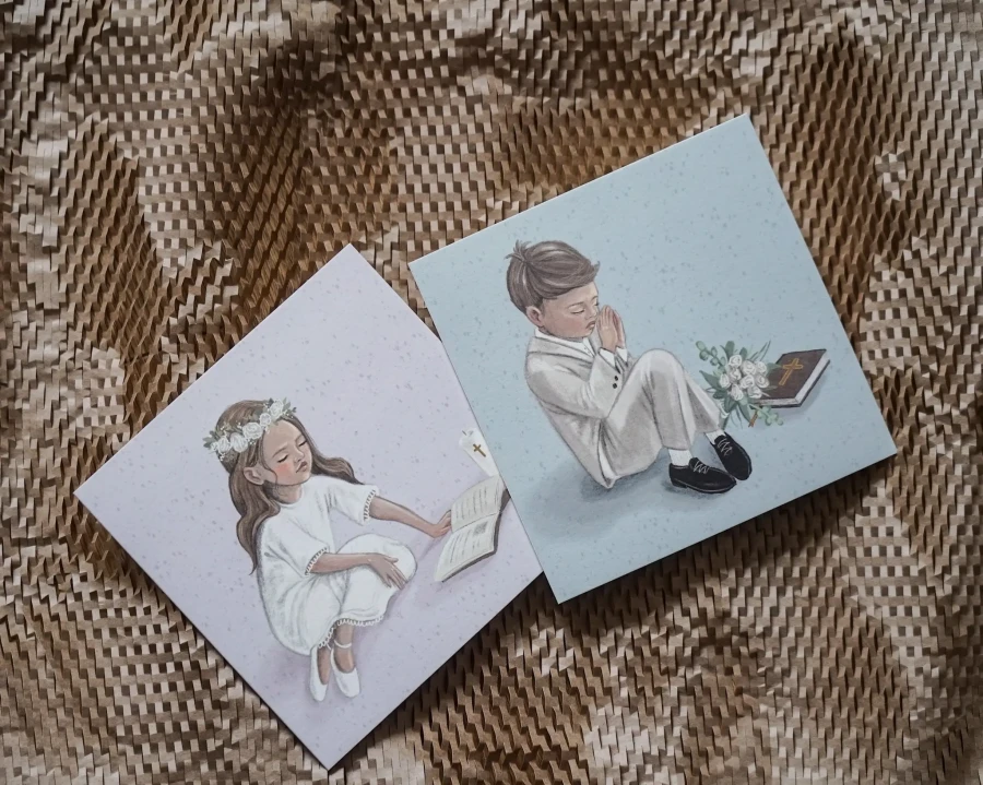 Kartka na Komunię dla chłopca / Hi Little