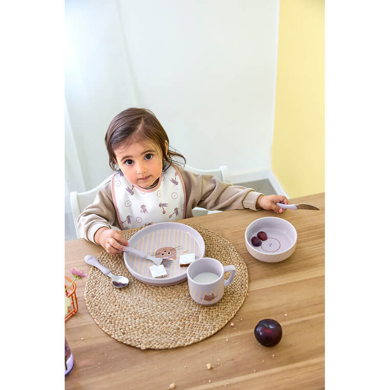 Komplet naczyń z porcelany Tiny Team Kotek / Lassig