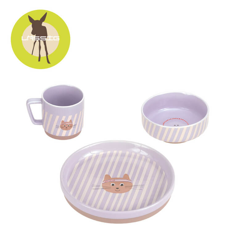 Komplet naczyń z porcelany Tiny Team Kotek / Lassig